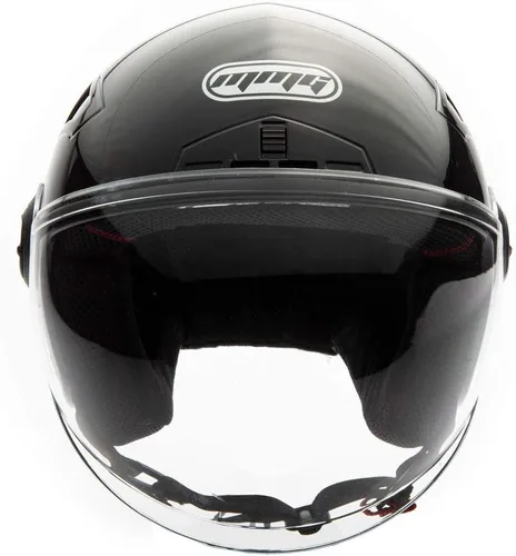 Miniatura 5 de Casco con cara descubierta para motocicleta Scooter, con visor DOT práctico que se puede levantar, XL, Negro (Shiny Black)