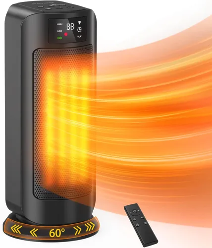 Calentador de espacio, calentadores de espacio de 1500 W, calefacción eficiente con pantalla LED, temporizador de 1 a 24 horas, ECO, protección
