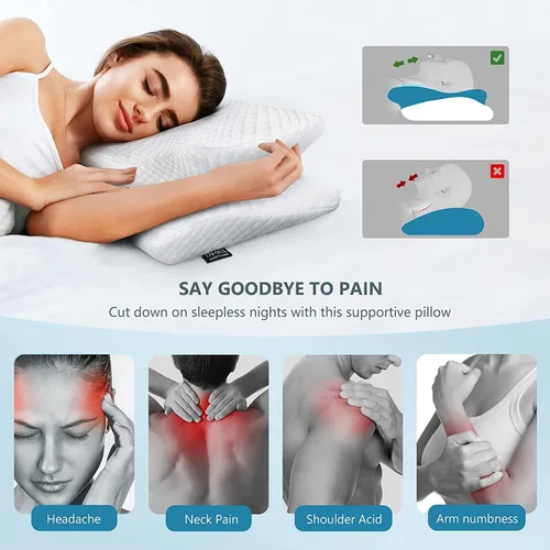 Miniatura 2 de ZAMAT Almohada cervical ajustable de espuma viscoelástica, almohadas de cuello inodoras para aliviar el dolor, almohadas ortopédicas para dormir