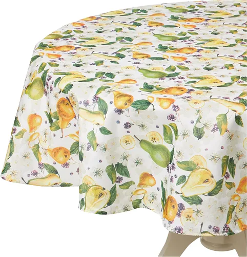 Miniatura 4 de Violet Linen Patrón de flores de peras europeas, tela impresa tejida de poliéster, peras, 60 pulgadas por 84 pulgadas, asientos de 6 a 8 personas