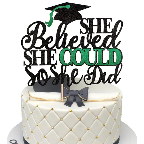 Miniatura 11 de 1 pieza de decoración para tartas con tapa de graduación con purpurina para la clase de 2026, decoración de pastel de graduación para graduación