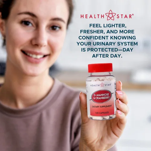 Miniatura 6 de D-manosa y arándano 1300 mg de Health Star Suplemento de salud del tracto urinario vegano y sin OMG Defensa UTI y apoyo de la vejiga
