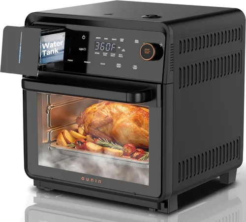 OUNIN Combo de horno tostador y freidora de aire, horno de vapor de convección 11 en 1 con freidora de aire, vapor, doble cocción, horneado, asado,