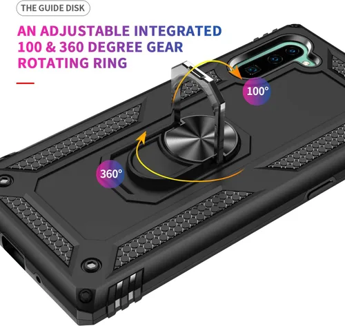 Miniatura 4 de Funda para Samsung Galaxy Note 10, Note10 con protectores de pantalla HD, soporte de anillo de metal de grado militar con soporte de anillo de Negro