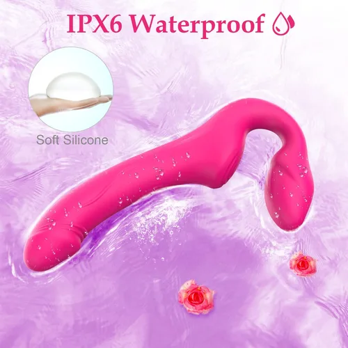 Miniatura 5 de Consolador sin tirantes de doble extremo con 10 modos y control remoto, de silicona antideslizante, vibrador anal realista para punto G, tapón