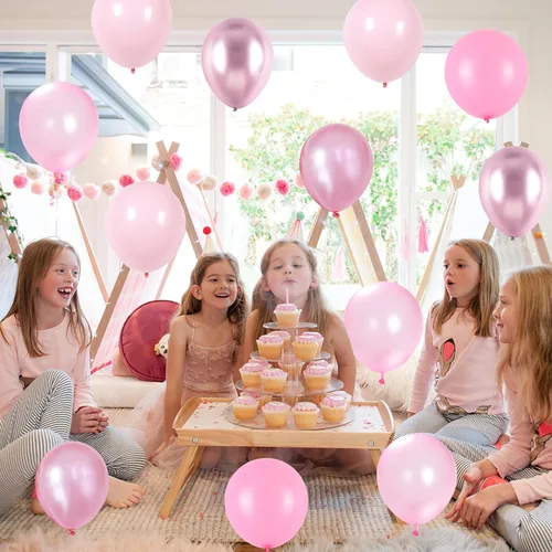 Miniatura 4 de Set de globos rosados, 60 paquetes de 30,5 cm, globos metálicos de cromo rosa perla, macarrón, rosa claro, diferentes tonos, para decoración de Rosa