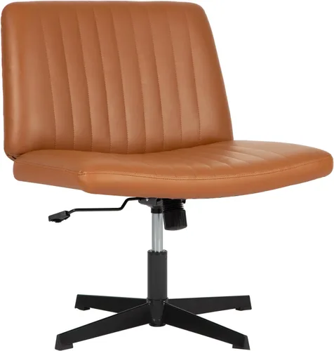 Miniatura 9 de BestOffice Silla cruzada cómoda, sin brazos, con patas cruzadas, silla de escritorio sin ruedas, silla de escritorio amplia ajustable giratoria