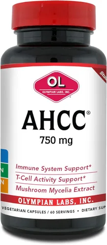 Olympian Labs Suplemento AHCC premium, 750 mg de AHCC por cápsula, apoya la salud inmunológica, la función hepática y la actividad natural de las