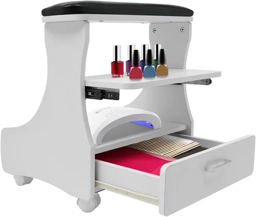 LYNICESHOP Muebles de manicura de pedicura con reposapiés, carrito para baño de pies, taburete de pies con ruedas, herramienta de belleza