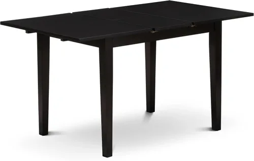 Miniatura 4 de East West Furniture NFAS3-BLK-09 - Juego de mesa de cocina de 3 piezas, incluye una mesa de madera y 2 sillas acolchadas de tela de poliéster azul
