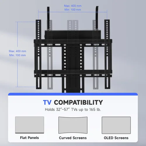 Miniatura 3 de CO-Z Elevador de TV motorizado para televisores de 32" a 57" de hasta 165 lb, 400x400 VESA, soporte con mecanismo de altura ajustable y montaje