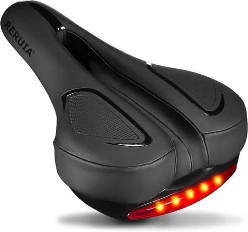 Miniatura 11 de Asiento de bicicleta grande y cómodo, sillín ancho con absorción de impactos, cojín de bicicleta de ejercicio de gran tamaño con espuma