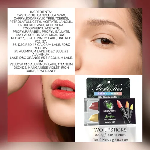 Miniatura 2 de Magic Kiss Juego de pintalabios mate que cambia de color, hidratante nutritivo de larga duración, bálsamo labial mágico que cambia