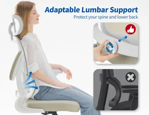 Miniatura 6 de TRALT Silla Ergonómica de Oficina - Silla de Escritorio con Reposacabezas Ajustable Soporte Lumbar Silla de Computadora - Silla Cómoda de Malla