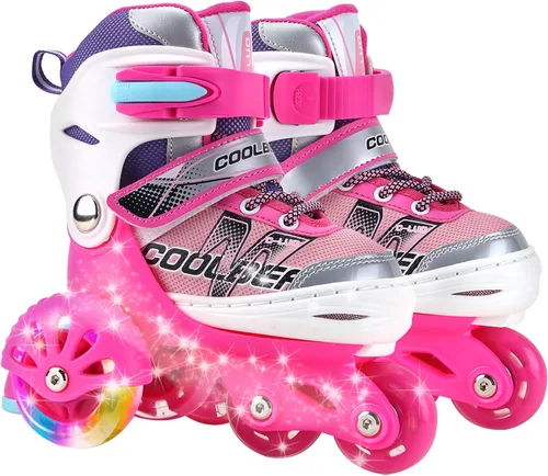 Miniatura 13 de Patines en línea ajustables para niñas y mujeres, todas las 8 ruedas de los patines de niña brillan, iluminación segura y divertida para niños A-Rosa