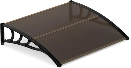Miniatura 18 de Tangkula Toldo de ventana de 40 x 40 pulgadas, moderno toldo de policarbonato para puerta delantera, cubierta de puerta de ventana para lluvia, Negro