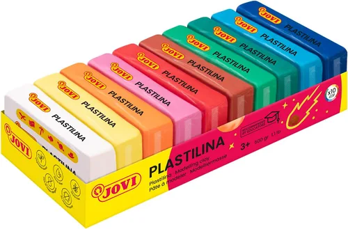 Jovi - Arcilla de modelado que no se seca, 1.1 lb de plastilina infinitamente reutilizable, juego de 10 barras, cada una de 1.75 onzas, no tóxica y