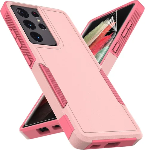 Miniatura 12 de Funda para Samsung Galaxy S21 Ultra: funda protectora de doble capa resistente para teléfono celular, a prueba de golpes, con protector de pantalla