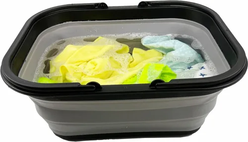 Miniatura 6 de SAMMART Tina plegable con asa de 15 litros (4 galones) – Cesta de picnic portátil – Contenedor de almacenamiento plegable para lavar platos, camping