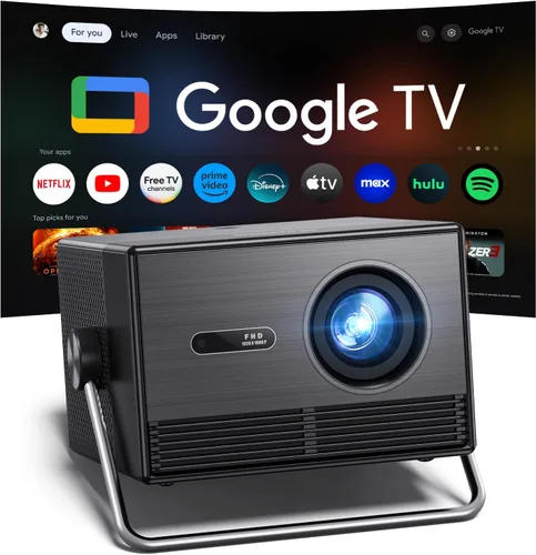 Proyector para exteriores de Google TV con licencia oficial de 2000 ANSI 4K Full HD, proyector inteligente con WiFi y Bluetooth, enfoque automático,