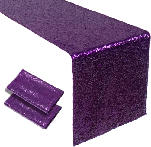 Miniatura 7 de AMZLOKAE Camino de mesa de lentejuelas, paquete de 2, camino de mesa negro de 12 x 120 pulgadas, para decoración de boda, rectangular, color negro