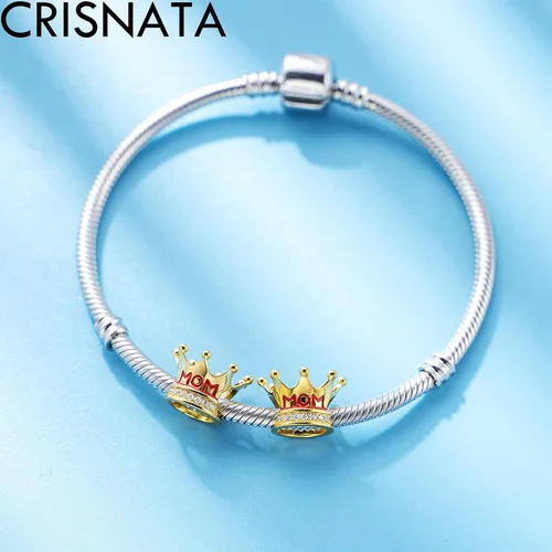 Miniatura 3 de Dijes de plata de ley 925 para el día de la madre, artista, autismo, madre e hija y pie de bebé, corona de mamá y cuentas de nana, se adapta a