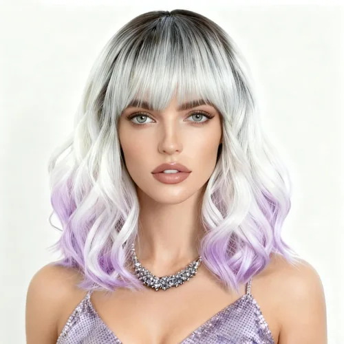 Miniatura 8 de NOBLE Peluca Rosa Naranja para Mujeres Peluca Durazno con Flequillo Pelucas Bob Rizadas Ombré con Flequillo de Aire Pelucas Sintéticas Cortas