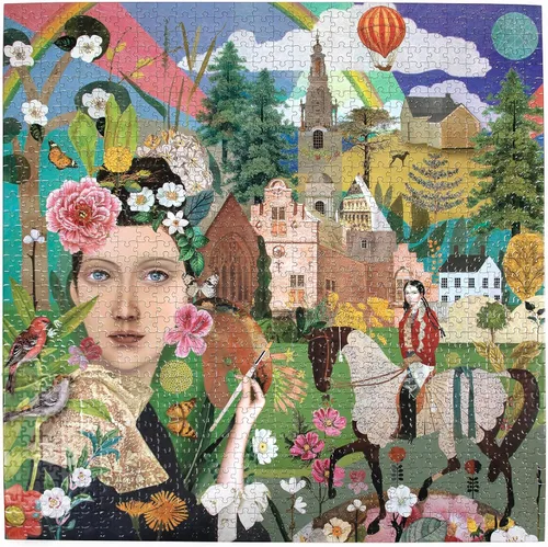 Miniatura 2 de eeBoo Piece & Love: Artist & Daughter - Rompecabezas de 1000 piezas - Sierra de calar cuadrada para adultos, 23 x 23, incluye inserto de referencia