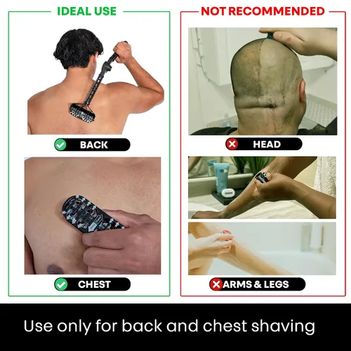 Miniatura 3 de OmniShaver Kit de afeitado ergonómico de mantenimiento trasero – Mango extensible con cabezales de afeitado dobles para un fácil alcance – Incluye