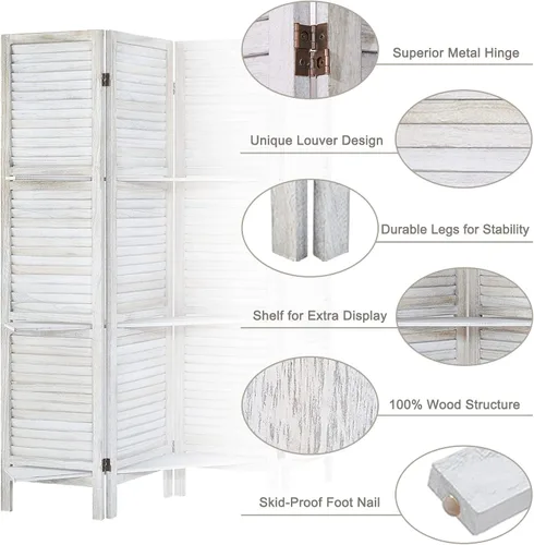 Miniatura 4 de Divisor de habitación con estantes, pantalla de privacidad, separadores de habitación y pantallas de privacidad plegables, separador de separación