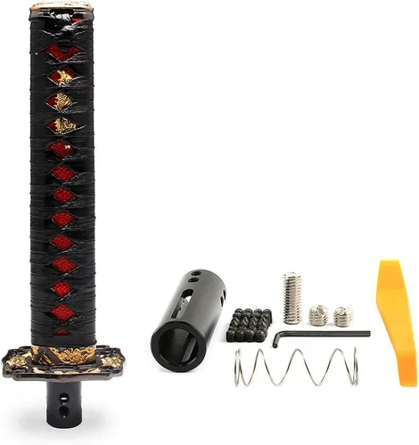 Miniatura 11 de Katana - Pomo de palanca de cambios automática para bloqueo y botón de transmisión automática, espada samurái, palanca de cambios individual