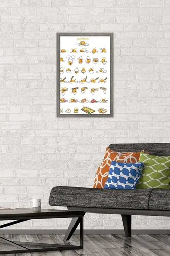 Miniatura 2 de Trends International - Póster de Gudetama con diseño de cuadrícula, para pared, 14.725 x 22.375 pulgadas, versión con marco de madera tipo granero