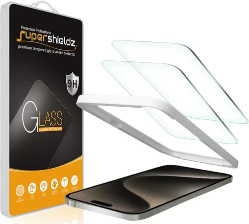 Miniatura 10 de Supershieldz (2 Pack) Diseñado para iPhone 14 Pro Max (6.7 pulgadas) Protector de pantalla de vidrio templado con (Bandeja de fácil instalación)