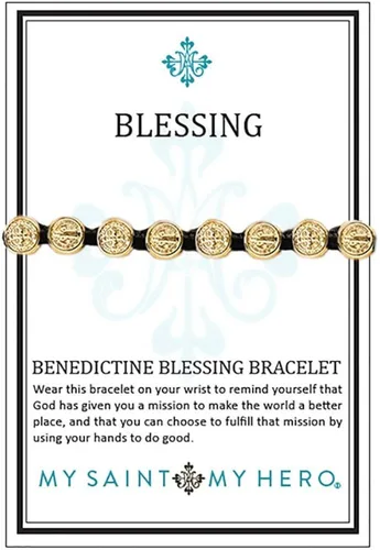 Miniatura 2 de Pulsera tejida a mano con dijes de metal Benedictinos Base con chapado de oro BBG-103