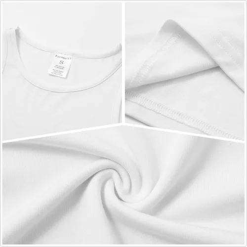 Miniatura 4 de Formeet17 4 piezas de camiseta corta básica sin mangas para mujer, cuello redondo