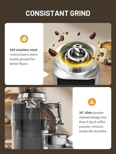 Miniatura 2 de Keenstar Molinillo de café cónico, molinillo de granos de café con 34 ajustes de molienda para uso doméstico, temporizador de precisión, pantalla