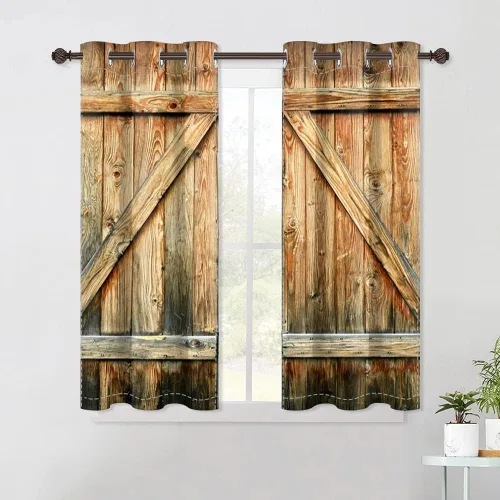 Miniatura 64 de Cortinas rústicas para ventana de puerta de granero, puerta de madera gris, puerta de garaje, tratamiento de ventana para sala de estar, dormitorio