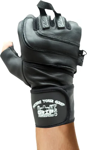 Miniatura 7 de Epic - Guantes de cuero para gimnasio con muñequeras integradas de 2 pulgadas de ancho, el mejor agarre y diseño para levantamiento de pesas, Negro