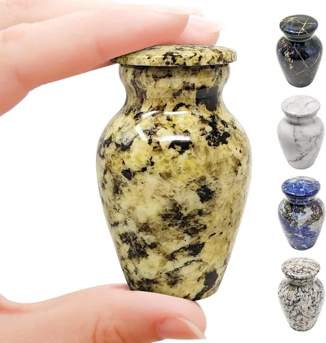 Miniatura 16 de Urna pequeña de recuerdo para cenizas humanas de 3 pulgadas, elegante acabado de mármol, mini urna de cremación para compartir, conmemorativa