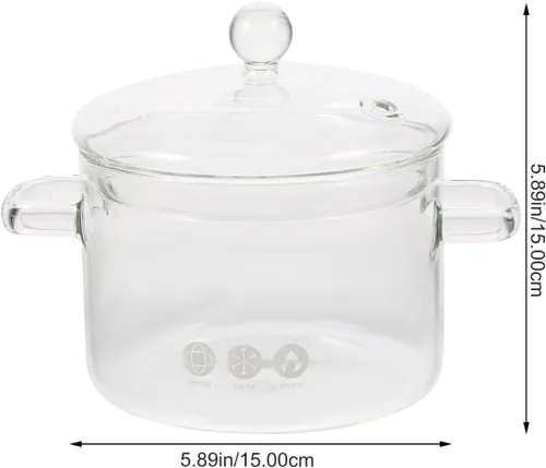 Miniatura 4 de Vaguelly Olla de sopa de vidrio de borosilicato con tapa, 1.5L/50 onzas, olla de cocina transparente para fideos ramen y sopa, resistente al calor