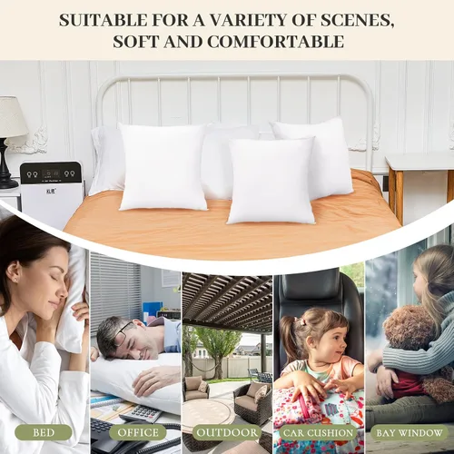 Miniatura 5 de Soaoo Set of 1 Fluffy Throw Pillows Insert Bulk 18 x 18 Inch White, Filled in 400g Polyester Fiber, Decorative Square Pillow for Couch Sofa Bed and