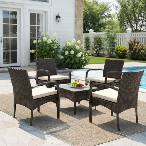 Miniatura 12 de Christopher Knight Home PE Wicker Dining Chairs Set of 2, Outdoor Patio Chairs with Removable Cushion, Poolside Dining Furniture, Aluminum Frame