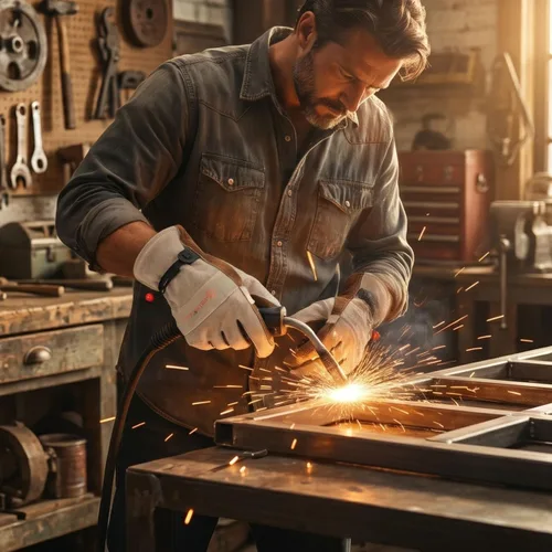Miniatura 3 de Guantes de trabajo de cuero para hombres y mujeres – Resistente jardinería, patio, soldadura, construcción, agricultura, al aire libre, barbacoa