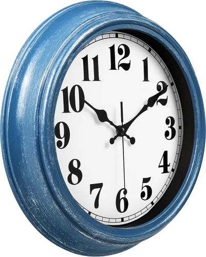 Miniatura 2 de JENLYSTIME Reloj de pared retro de 12 pulgadas, silencioso, sin tictac, funciona con batería, movimiento fácil de leer, relojes de pared para 12