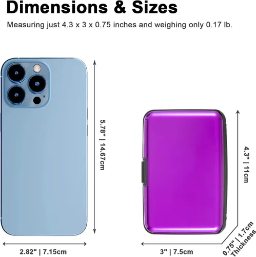 Miniatura 41 de Soporte para tarjetas de crédito, cartera metálica con bloqueo RFID para tarjetas de identificación para mujeres y hombres, funda rígida de aluminio