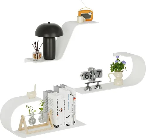 Miniatura 9 de Juego de 3 estantes flotantes negros, decoración de metal negro, estante flotante montado único, estante de pared largo moderno, estantes de pared