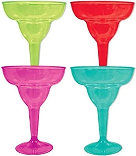 Miniatura 3 de Colores surtidos de Fiesta Cinco De Mayo vajilla divertida, vasos de margarita de plástico 8 oz, 20