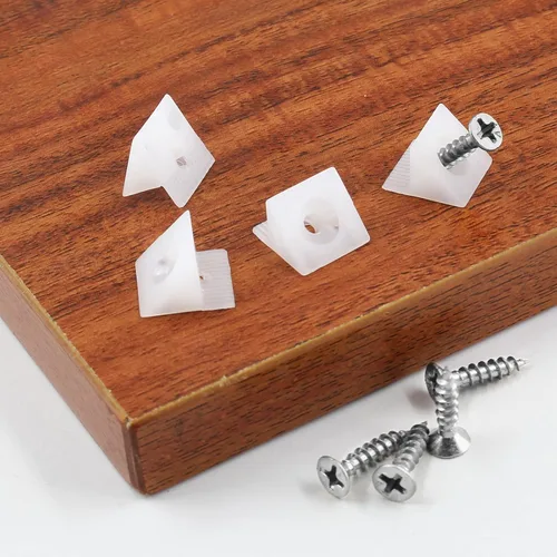 Miniatura 5 de Bonsicoky 50 piezas de cuñas de reparación para arreglar cajones hundidos, sujetador de cajón de ángulo de plástico con tornillos