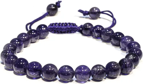 Miniatura 65 de Adjustable Crystal Bracelet – Gemstone Bead Bracelet with Adjustable Macrame String – Chic Gemstone Bracelet for Men and Women – 8mm Round Healing
