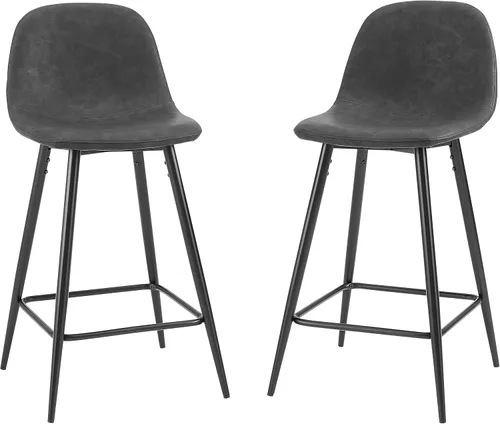 Miniatura 4 de Crosley Furniture Weston - Juego de 2 taburetes de bar tapizados con altura de mostrador, color marrón desgastado/negro mate